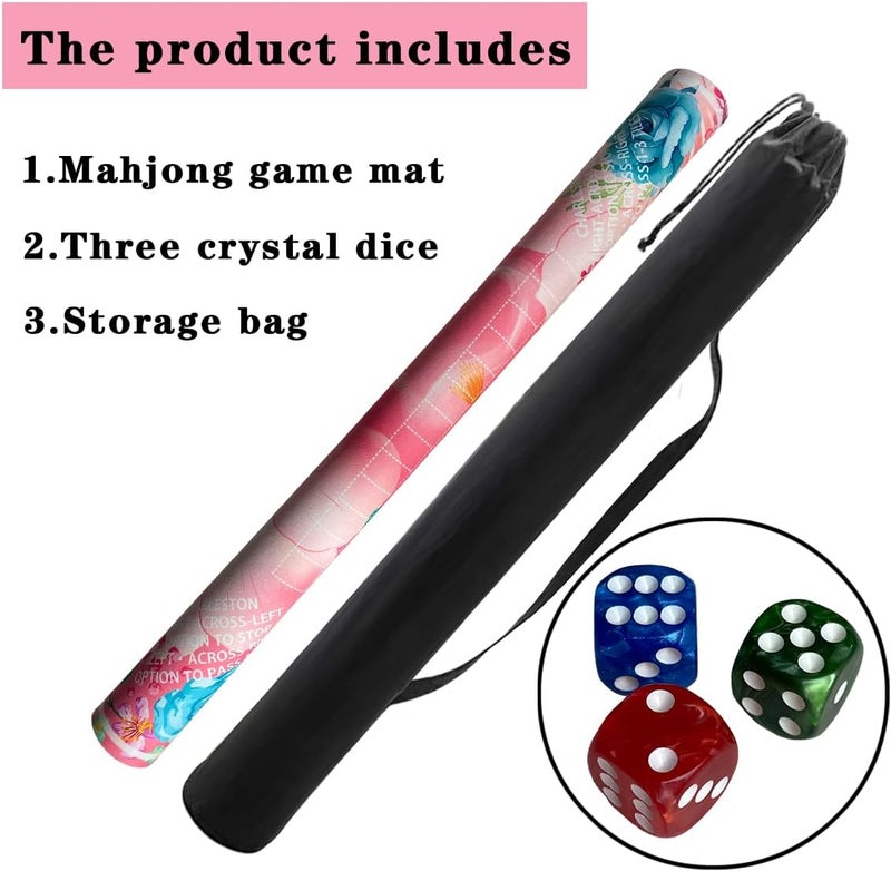 Pittera mahjong mat for table with Drawstring Bag/31.5Inch/american mahjong table cloth with rules mats， Noise Reduction Anti-Slip game mat for table，for Mahjong/Poker/Board Games/Card Games/Dominoes (pink) - Image 5